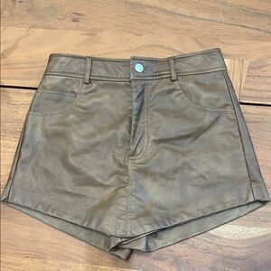 Zara Dark Brown Leather Skorts